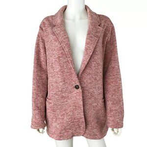 Women's Fleece Sweater Blazer Jacket, Mesa Rose Heather, NWT